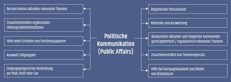 Leistungsspektrum Christian Frodl Public Relations - Infografik Politische Kommunikation (Public Affairs)