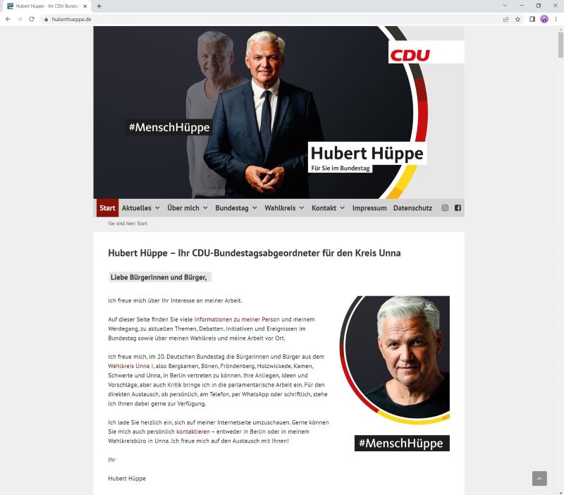 Screenshot Webseite Hubert Hüppe